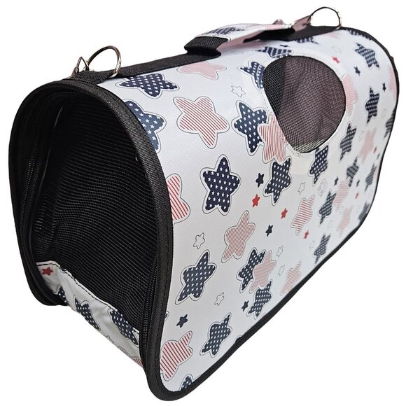 Pet Carrier, Beige with Stars Print - Picture 1 of 8